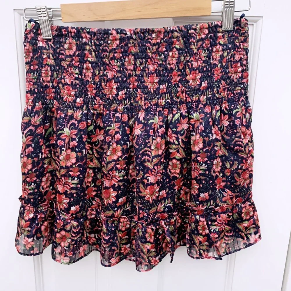 Aqua Smocked Mini Skirt